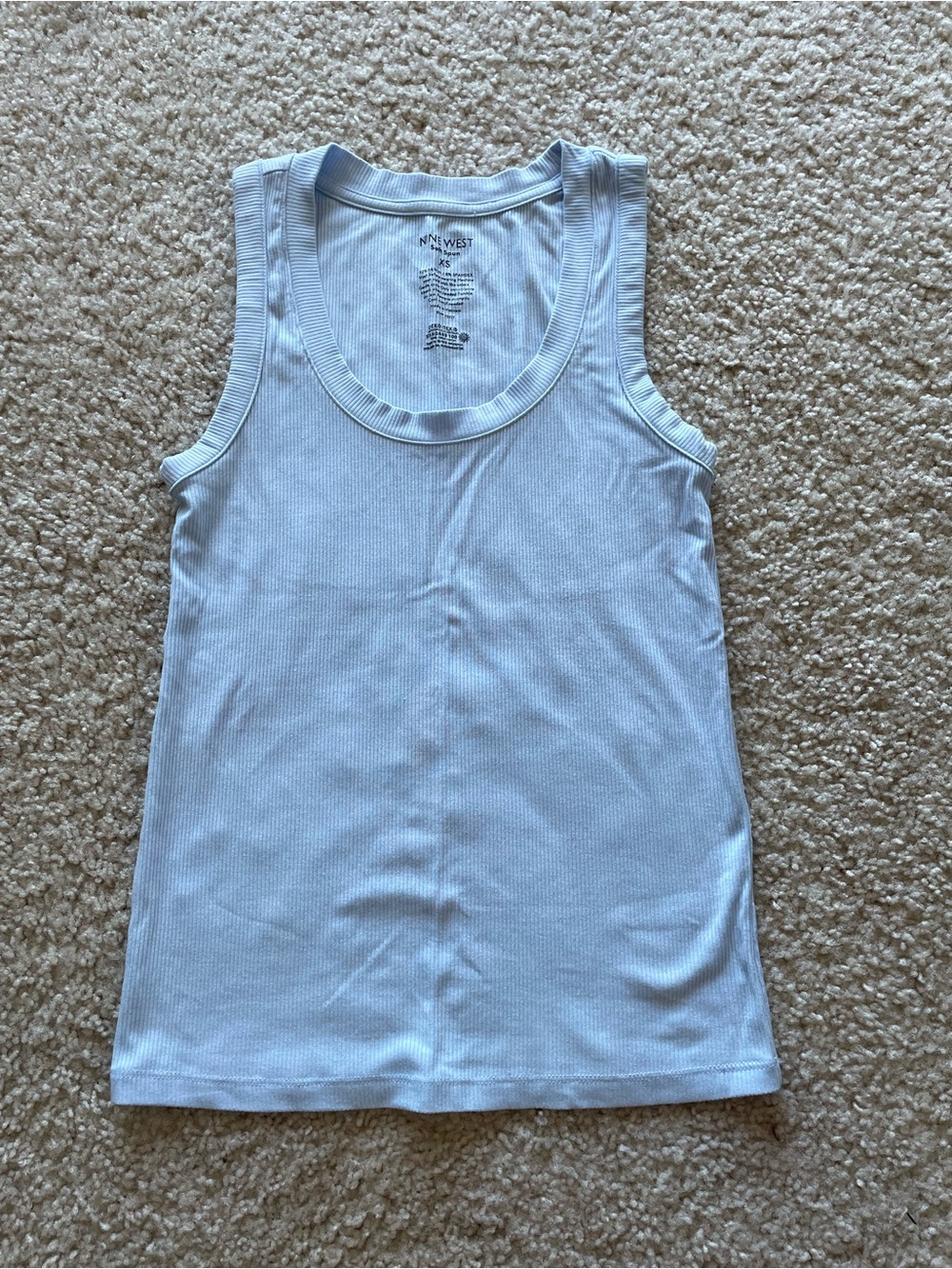 Nine West Light Blue Ribbed Scoop Neck Tank